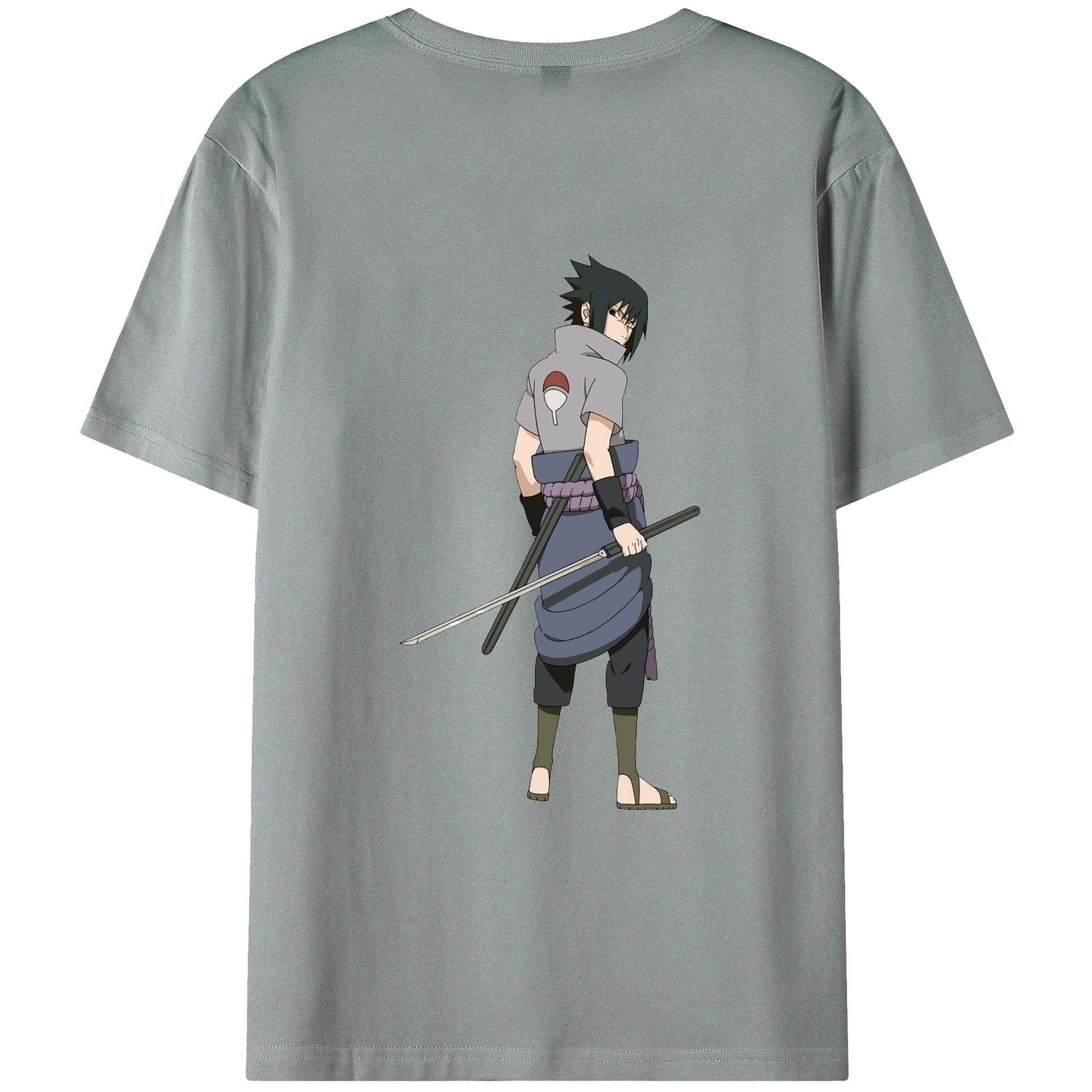 （画像用） NARUTO -ナルト- うちは サスケ Uchiha Sasuke 綿100％ メンズ半袖Tシャツ（バックプリント） 通気性